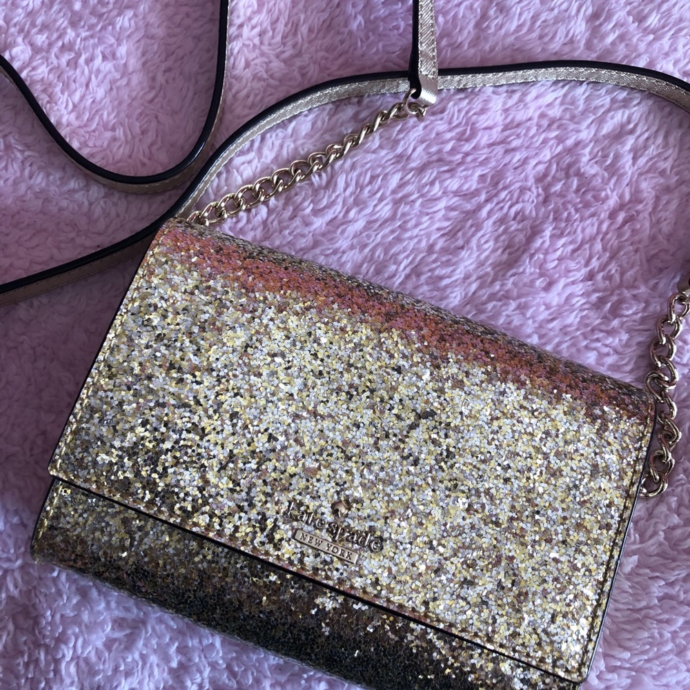 Kate Spade Gold Glittery Crossbody